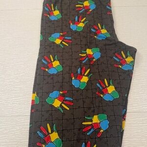 FABULEGS colorful handprint leggings size xl